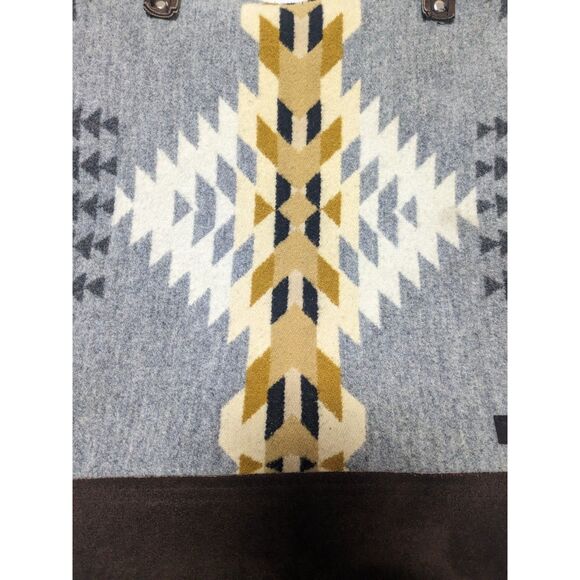 Mercy Grey Handmade Crossbody Bag Southwestern Pendleton Wool Oregon Leather - Picture 8 of 16